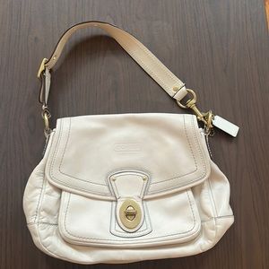 Coach Ali Lg Cream Leather Shoulder Bag